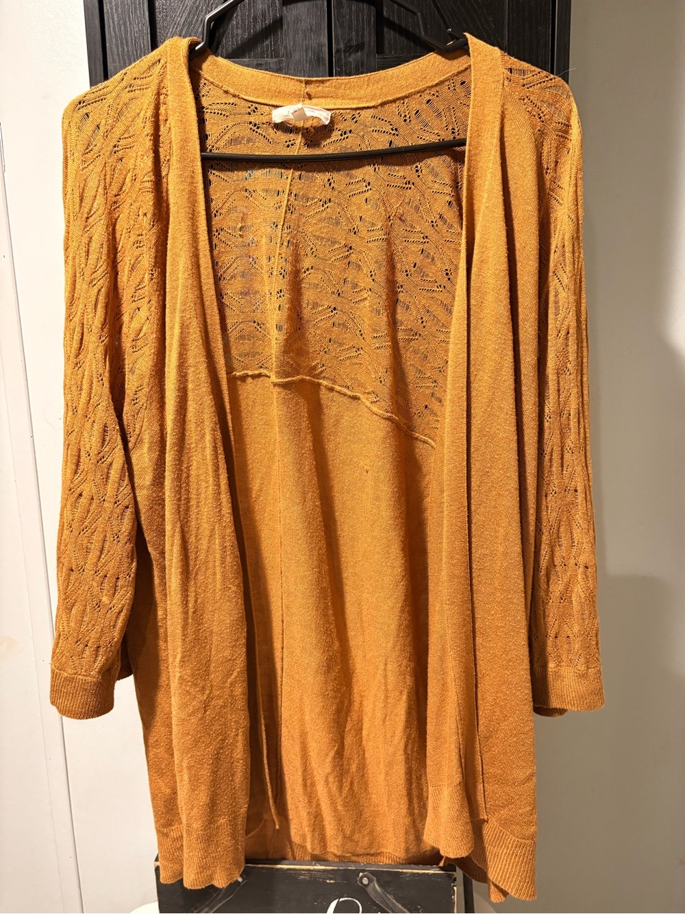 Mustard Open-Front Women's Cardigan Sweater